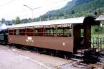 BC Museumsbahn - ex BOB C4 44 am 19.05.1997 in Blonay - 3.Klasse Sommer-Personenwagen 4-achsig mit 2 offenen Plattformen - Ug Baujahr 1893 Kasten Bj 1926 - SIG - Gewicht 8,90t - 56 Sitzplätze -