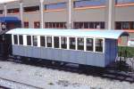 BC Museumsbahn - ex BOB C4 44 am 31.05.1993 in Chaulin - 3.Klasse Sommer-Personenwagen 4-achsig mit 2 offenen Plattformen - Ug Baujahr 1893 Kasten Bj 1926 - SIG - Gewicht 8,90t - 56 Sitzplätze -
