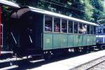 BC Museumsbahn - ex CEG C 230 am 31.05.1993 in Chaulin - 3.Klasse Personenwagen 2-achsig mit 2 offenen Plattformen - Baujahr 1905 - SWS - Gewicht 8,00t - Sitzplätze 40 - LüP 9,50 -