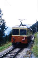 zuege/418605/blm---regionalzug-7344-von-muerren BLM - Regionalzug 7344 von Mrren nach Grtschalp am 12.08.1994 unterhalb Mrren mit BDe 4/4 23
