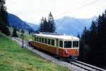 BLM - Regionalzug 3765 von Grtschalp nach Mrren am 12.08.1994 unterhalb Winteregg mit BDe 4/4 21 - Lklp 15 I
