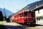 FM_SEFT Museumszug 4 von Castione-Arbedo nach Cama am 02.09.1995 in Grono mit RhB-Triebwagen BDe 4/4 491 - AB-Triebwagen ABe 4/4 42.
