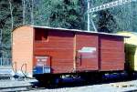 RhB - Xk 9069 II am 25.04.1999 in Chur Sand - historischer Werkzeugwagen BM 9, 2-achsig mit 1 offenen Plattform - Baujahr 1903 - MAN - Gewicht 5,68t - Ladegewicht 10,00t - LP 7,49 m - zulssige
