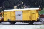 RhB - Xbk 9096 am 30.05.1992 in Davos Platz - Gedeckter Dienstwagen (Materialwagen C312) 2-achsig mit 1 offenen Plattform - Baujahr 1906 - Staud - Gewicht 7,35t - Zuladung 12,50t - LP 8,49m -