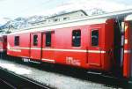 D 4206 - Gepckwagen am 06.03.1998 in St.Moritz - Baujahr 1949 - SWS - Fahrzeuggewicht 14,00t - Zuladung 8,00t - LP 12,94m - zulssige Geschwindigkeit 90 km/h.-  3=12.08.1989 2=10.02.95 - RhB-Logo
