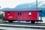 RhB - DZ 4036 - Gepckwagen mit Postabteil am 09.05.1994 in St.Moritz - Baujahr 1911 - SWS - Fahrzeuggewicht 9,00t - Zuladung 10,00t - LP 10,69m - zulssige Geschwindigkeit 65 km/h.- =12.08.1983 -