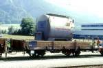 RhB - Kk-w 7382 am 27.08.1997 in Untervaz - Niederbordwagen 2-achsig mit 1 offenen Plattform - Baujahr 1913 - Louv - Gewicht 5,46t - Zuladung 12,50t - LP 7,79m - zulssige Geschwindigkeit 60 km/h