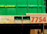 RhB - Sl 7754 am 13.07.2013 in Untervaz - Tragwagen fr ACTS-Container 4-achsig mit 1 offenen Plattform - bernahme 09.02.2001 - JMR - Anschriftenfeld  