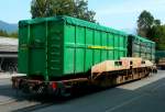 RhB - Sl 7754 am 13.07.2013 in Untervaz - Tragwagen fr ACTS-Container 4-achsig mit 1 offenen Plattform - bernahme 09.02.2001 - JMR - Gewicht 16,03t - Zuladung 44,00t - LP 16,04m - zulssige