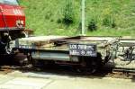 RhB - Lck 7819 am 28.06.1995 in Filisur - Schutzwagen (ehemals Langholztransportwagen) 2-achsig mit 1 offenen Plattform - Baujahr 1906 - Staud - Fahrzeuggewicht 5,00t (mit Betongewicht) - Zuladung