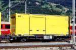 RhB - Lb-v 7866 am 20.06.1999 in Landquart - Container-Tragwagen 2-achsig mit Post-Container - Baujahr 1983 bernahme 17.05.1999 - JMR - Gewicht 5,69t - LP 9,14 - Zuladung 14,00/17,00t - zulssige