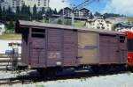 RhB - Gbk-v 5603 am 31.08.1993 in St.Moritz - Gedeckter Gterwagen 2-achsig mit 1 offenen Plattform - Baujahr 1913 - Reichsh/Gestle - Gewicht 6,92t - Zuladung 12,50t - LP 8,49m - zulssige