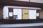 RhB - Gbk-v 5611 am 31.05.1992 in Pontresina - Gedeckter Gterwagen 2-achsig mit 1 offenen Plattform - Baujahr 1913 - Reichsh/Gestle - Gewicht 7,57t - Zuladung 12,50t - LP 8,49m - zulssige