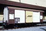 RhB - Gbk-v 5611 am 30.08.1993 in Pontresina - Gedeckter Gterwagen 2-achsig mit 1 offenen Plattform - Baujahr 1913 - Reichsh/Gestle - Gewicht 7,57t - Zuladung 12,50t - LP 8,49m - zulssige
