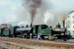 Lokomotiven/385896/rhb---g-34-1-und RhB - G 3/4 1 und G 4/5 107 Dampfloks in Doppeltaktion mit Dampf-Extrazug am 25.08.1995 in Schiers
