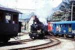 Lokomotiven/387537/rhb---g-34-1-am RhB - G 3/4 1 am 08.06.1997 in Chur - Dampflok RHTIA - Baujahr 1889 - SLM 577 - Gewicht 29,00t - 184 KW - LP 7,90m - zulssige Geschwindigkeit 45 km/h - =15.11.1995 - Mutation: ex LD G 3/4 1 - 1895 RhB - 1928a - 1947 reserviert VHS Luzern - 1970 BC - 1988 leihweise RhB - 1989 nach Jubilum RhB
