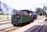 Lokomotiven/409789/rhb---g-45-107-am RhB - G 4/5 107 am 27.08.1995 in Ilanz - Dampflok - Baujahr 1906 - SLM 1709 - Gewicht 68,00t - 590 KW - LP 13,97m - zulssige Geschwindigkeit 45/30 km/h Tender voraus - =28.03.1991.
