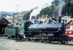 Lokomotiven/409790/rhb---g-45-107-am RhB - G 4/5 107 am 26.01.1997 in Disentis - Dampflok - Baujahr 1906 - SLM 1709 - Gewicht 68,00t - 590 KW - LP 13,97m - zulssige Geschwindigkeit 45/30 km/h Tender voraus - =28.03.1991.
