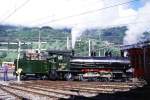 Lokomotiven/410347/rhb---g-45-107-am RhB - G 4/5 107 am 09.05.1999 in Landquart - Dampflok - Baujahr 1906 - SLM 1709 - Gewicht 68,00t - 590 KW - LP 13,97m - zulssige Geschwindigkeit 45/30 km/h Tender voraus - =05.05.1998.

