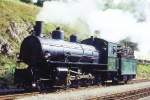 Lokomotiven/418985/rhb---g-45-108-am RhB - G 4/5 108 am 27.08.1995 in Filisur - Dampflok - Baujahr 1906 - SLM 1710 - in Betriebnahme 07.06.1906 - Gewicht 68,00t - 590 KW - LP 13,97m - zulssige Geschwindigkeit 45/30 km/h Tender voraus - =17.06.1991.
