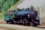 Lokomotiven/419009/rhb---g-45-108-am RhB - G 4/5 108 am 27.08.1995 in Filisur - Dampflok - Baujahr 1906 - SLM 1710 - in Betriebnahme 07.06.1906 - Gewicht 68,00t - 590 KW - LP 13,97m - zulssige Geschwindigkeit 45/30 km/h Tender voraus - =17.06.1991.
