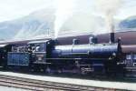 Lokomotiven/419013/rhb---g-45-108-am RhB - G 4/5 108 am 31.08.1996 in Samedan - Dampflok - Baujahr 1906 - SLM 1710 - in Betriebnahme 07.06.1906 - Gewicht 68,00t - 590 KW - LP 13,97m - zulssige Geschwindigkeit 45/30 km/h Tender voraus - =17.06.1991.
