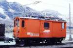 Lokomotiven/419488/rhb---de-22-151-am RhB - De 2/2 151 am 30.08.1995 in Ospizio Bernina - Rangierlok - Baujahr 1909 - SIG/Alioth - Gewicht 13,00t - 150 KW - Zuladung 2,50t - LP 7,15m - zulssige Geschwindigkeit 45 km/h - 1=05.03.1990 - Lebenslauf: ex BB Fe 2/2 51 - 1943 RhB Fe 2/2 51 - 1965 De 2/2 151.
