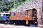 RhB - Ge 2/4 222 am 26.06.1989 in Filisurt - Elektrische Umbaulokomotive - bernahme 16.04.1913 - SLM2307/BBC726 - 450 KW - Gewicht 30,00t - LP 8,70m - zulssige Geschwindigkeit 55 km/h -