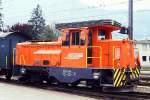 Lokomotiven/421157/rhb---gm-33-232-am RhB - Gm 3/3 232 am 10.05.1991 in Landquart - Rangier-Diesellok - bernahme 01.02.1976 - MOYSE3554/MTU - 295 KW - Gewicht 34,00t - LP 7,93m - zulssige Geschwindigkeit 55 km/h - 3=30.03.1984 - Logo nur RhB.
