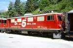 Lokomotiven/431803/rhb---ge-44-i-601 RhB - Ge 4/4 I 601 'ALBULA' am 04.07.1999 in Filisur - STRECKEN-LOKOMOTIVE - bernahme 08.07.1947 - SLM3920/MFO/BBC - 1184 KW - Gewicht 48,00t - LP 12,10m - zulssige Geschwindigkeit 80 km/h - Logo RhB in deutsch - 3=30.03.1989 - 2=13.04.1996 - 1=25.03.1999 - Eigen-Werbung: 50 Jahre 5 Mio. km - Abbruch 16.11.2010
