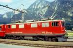 Lokomotiven/432621/rhb---ge-44-i-602 RhB - Ge 4/4 I 602 'BERNINA' am 02.09.1995 in Untervaz - STRECKEN-LOKOMOTIVE - bernahme 21.07.1947 - SLM3921/MFO/BBC - 1184 KW - Gewicht 48,00t - LP 12,10m - zulssige Geschwindigkeit 80 km/h - 3=25.10.1989 - 1=18.06-.1993 - RhB Logo in deutsch - Hinweis: noch mit Scherenpantograf - geplant Leihgabe Verkehrshaus Luzern
