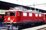 Lokomotiven/433307/rhb---ge-44-i-606 RhB - Ge 4/4 I 606 'KESCH' am 20.05.1991 in Chur - STRECKEN-LOKOMOTIVE - bernahme 15.06.1953 - SLM4081/MFO/BBC - 1184 KW - Gewicht 48,00t - LP 12,10m - zulssige Geschwindigkeit 80 km/h - 3=01.02-1991 - Logo RhB in deutsch - Hinweis: noch mit Scherenpantografen - Abbruch 04/2011
