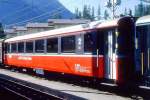 RhB - B 2461 am 01.09.1993 in Pontresina - 2.Klasse verkrzter Einheitspersonenwagen (Typ III) fr Bernin-Express mit braunen Fensterband  - bernahme 02.05.1983 - FFA/SWP - Fahrzeuggewicht 16,00t -