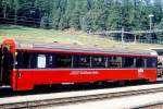 RhB - B 2491 am 07.09.1995 in Pontresina - 2.Klasse verkrzter Einheitspersonenwagen (Typ IV) fr Bernin-Express mit braunen Fensterband  - bernahme 29.09.1992 - SWA - Fahrzeuggewicht 17,00t -