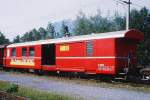 RhB - Z 13092 am 07.06.1997 in Landquart Ried - Postwagen 4-achsig mit 1 offenen Plattform - bernahme: 10.12.1966 - SWS - Fahrzeuggewicht 15,50t - Zuladung 9,00t - LP 16,87m - zulssige