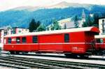 RhB - Z 13094 am 28.08.1997 in Davos Platz - Postwagen 4-achsig mit 1 offenen Plattform - bernahme: 27.06.1967 - SWS - Fahrzeuggewicht 17,00t - Zuladung 9,00t - LP 16,87m - zulssige Geschwindigkeit