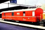 RhB - Z 98 am 13.05.1991 in Chur - Postwagen 4-achsig mit 1 offenen Plattform - bernahme: 27.11.1969 - SWS - Fahrzeuggewicht 17,00t - Zuladung 9,00t - LP 16,87m - zulssige Geschwindigkeit = 90