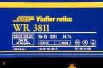 RhB - WR 3811 am 21.08.2008 in Davos Platz - Speisewagen - Baujahr 1929 - Anschriftenfeld  