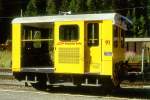 RhB - Tm 2/2 91 am 23.08.1995 in Preda - Bahndienst-Traktor - bernahme: 05.06.1959 - RACO1546/Cummins - 48KW - Gewicht 10,40t - Zuladung 2,00t - LP 5,06m - zulssige Geschwindigkeit 23/40 km/h -