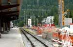 St. Moritz Berninabahn am 20.07.2014 Umbauphase rechts Gleis 6 Blick Richtung Osten