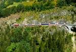 RhB - GLACIER-EXPRESS 911 von Davos Platz nach Zermatt am 15.07.2013 kurz nach Landwasser-Viadukt mit E-Lok Ge 4//4 I 603 - Bp - Bp - Bp - WR - Ap - Ap  