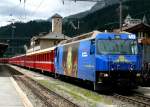 RhB - Regio-Express 1144 von St.Moritz nach Chur am 26.07.2010 in St.Moritz mit E-Lok Ge 4/4 III 652 - A 1232 - A 1238 - B 2424 - B 2372 - B 2380 - DS 4225 - AB 1563 - B 2259 - B 2295.