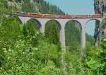 RhB - Regioexpress 1148 von St.Moritz nach Chur am 16.07.2013 auf Landwasser-Viadukt mit Ge 4/4 II 619 - A - A - B - B - B - D - ...