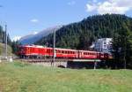 RhB - Regioexpress 1642 von Tirano nach St.Moritz am 25.08.2008 auf Inn-Viadukt mit Zweikraftlok Gem 4/4 802 - AB 1544 - B 2458 - B 2310 - B 2097 - B 2091   