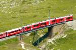 RhB - Regionalzug 1629 von St.Moritz nach Tirano am 14.07.2013 auf Oberer Berninabachbrcke mit Zweisystem-Triebwagen ABe 8/12 3514 (ABe 4/4 35.014 - Bi 35.614 - ABe 4/4 35.114) - B 521.07 - B 2455 -