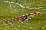 RhB - Regionalzug 1629 von St.Moritz nach Tirano am 14.07.2013 auf Oberer Berninabachbrcke mit Zweisystem-Triebwagen ABe 8/12 3514 (ABe 4/4 35.014 - Bi 35.614 - ABe 4/4 35.114) - B 521.07 - B 2455 -