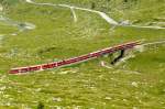 RhB - Regionalzug 1648 von Tirano nach St.Moritz am 14.07.2013 auf Oberer Berninabach-Brcke mit Zweisystem-Triebwagen ABe 8/12 3505 (ABe 4/4 351.05 - Bi 356.05 - ABe 4/4 350.05) - BD 2474 - AB 1546 -