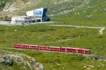 RhB - Regionalzug 1637 von St.Moritz nach Tirano am 14.07.2013 bei Lagalb mit Zweisystem-Triebwagen ABe 8/12 3504 (ABe 4/4 351.04 - Bi 356.04 - ABe 4/4 350.04) - B 541.03 - B 2458 - B 541.05 - AB 1543