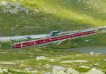 RhB - Regionalzug 1656 von Tirano nach St.Moritz am 14.07.2013 am Lago Pitschen mit Zweisystem-Triebwagen ABe 8/12 3501 (ABe 4/4 351.01 - Bi 356.01 - ABe 4/4 350.01) - BD 2475 - AB 1542 - B 541.08 - B