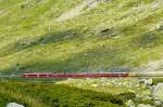 RhB - Regionalzug 1656 von Tirano nach St.Moritz am 14.07.2013 bei Alp Arlas mit Zweisystem-Triebwagen ABe 8/12 3501 (ABe 4/4 351.01 - Bi 356.01 - ABe 4/4 350.01) - BD 2475 - AB 1542 - B 541.08 - B